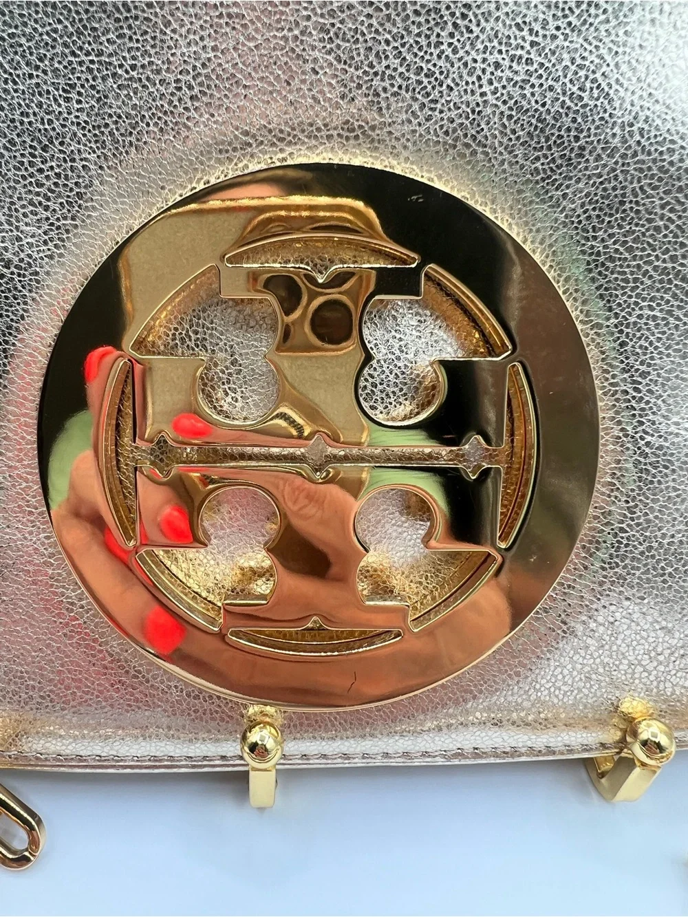 Tory Burch Gold Metallic Leather Clutch & Crossbody Bag